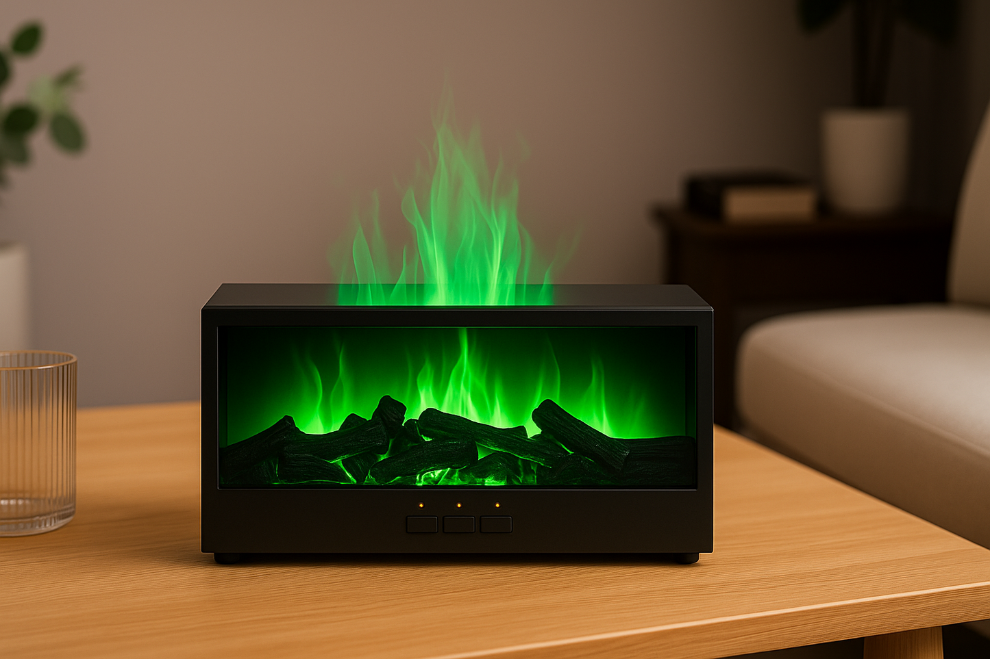 VISSKO Innovative Fireplace Air Humidifier and Essential Oil Diffuser with Auto-Off Feature, LED Light, and Remote Control - Ideal Gift Option