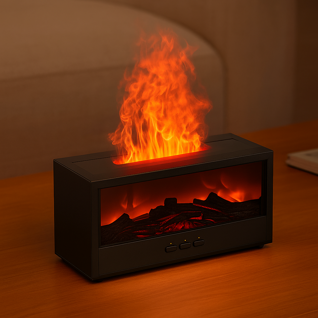 VISSKO Innovative Fireplace Air Humidifier and Essential Oil Diffuser with Auto-Off Feature, LED Light, and Remote Control - Ideal Gift Option
