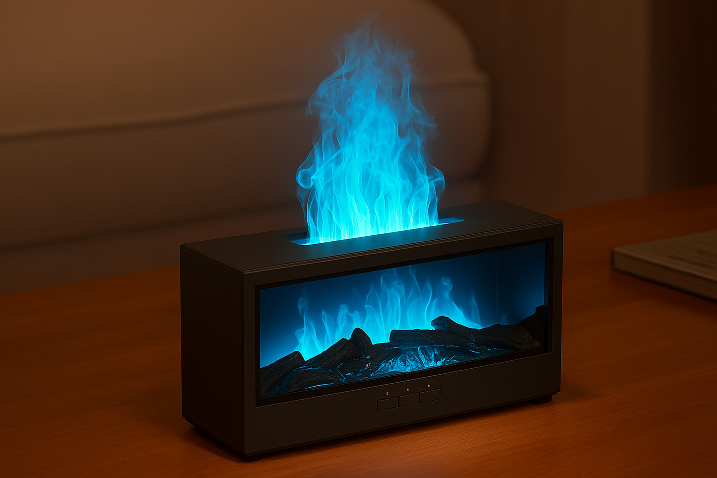 VISSKO Innovative Fireplace Air Humidifier and Essential Oil Diffuser with Auto-Off Feature, LED Light, and Remote Control - Ideal Gift Option